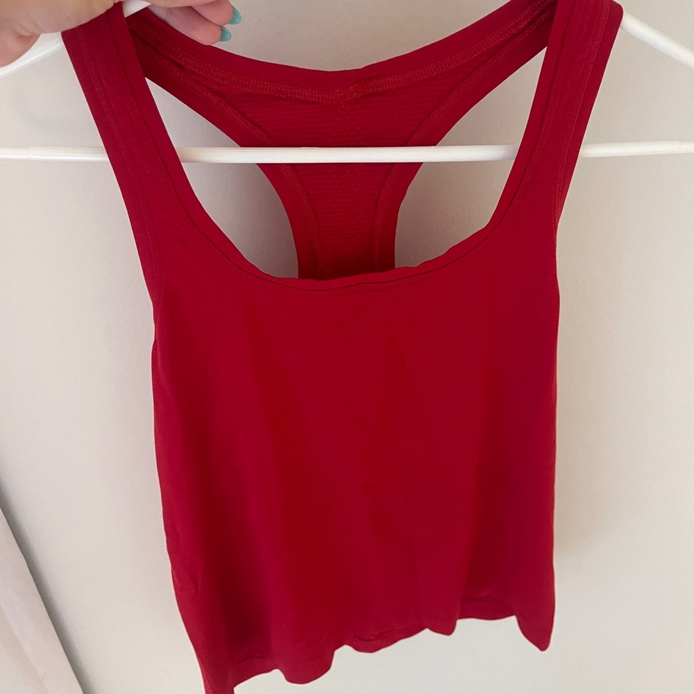 Lululemon red race length swiftly tank top